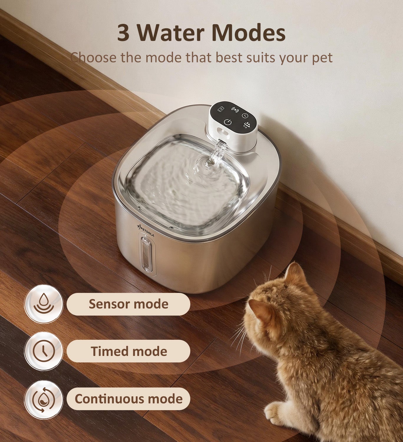 Apetdola SL Stainless Steel Pet Fountain FS11 PRO