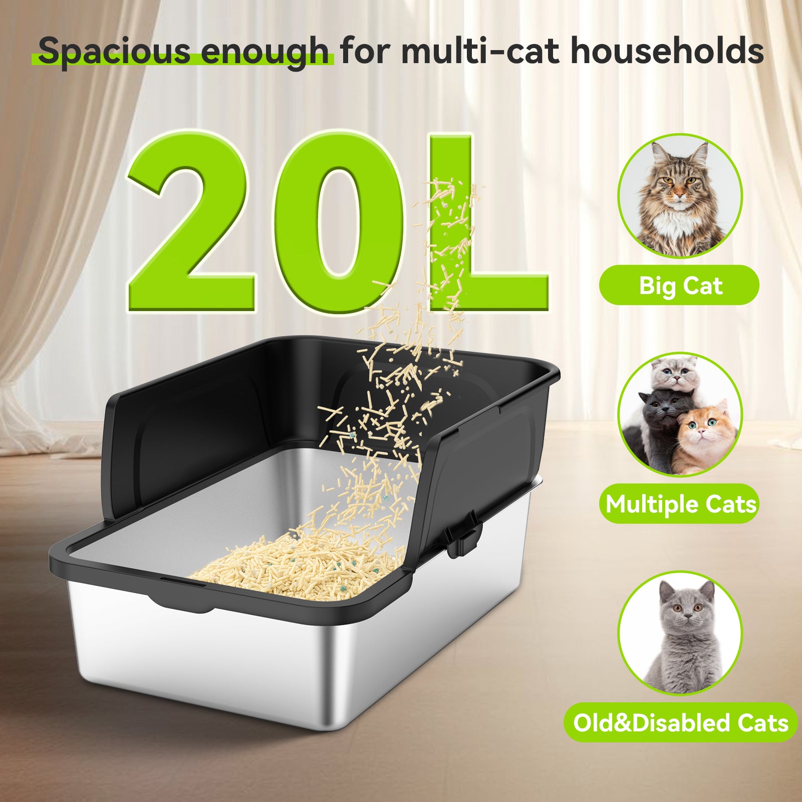 SCOOP-10 Stainless Steel Litter Box