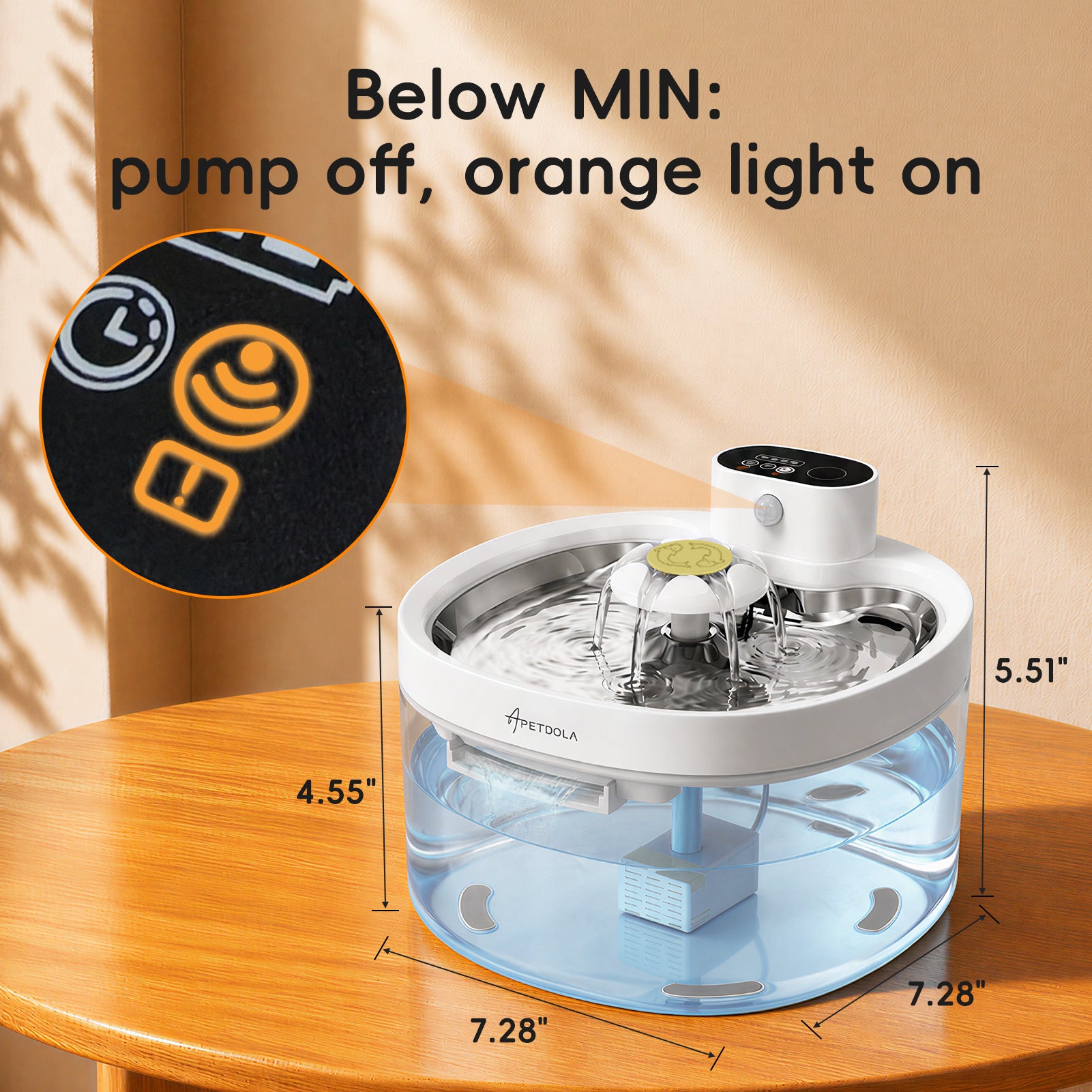 Apetdola Cat Water Fountain , FP12 PRO Wireless Pump Cat Fountain Clean