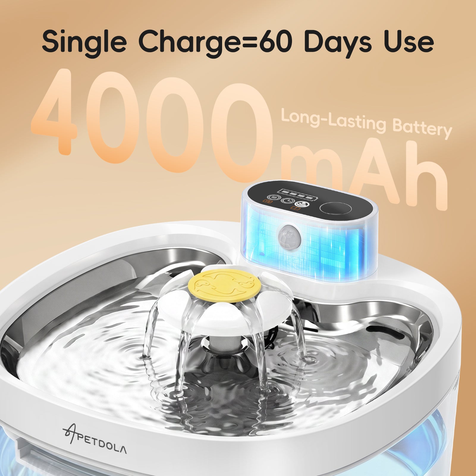Apetdola Cat Water Fountain , FP12 PRO Wireless Pump Cat Fountain Clean