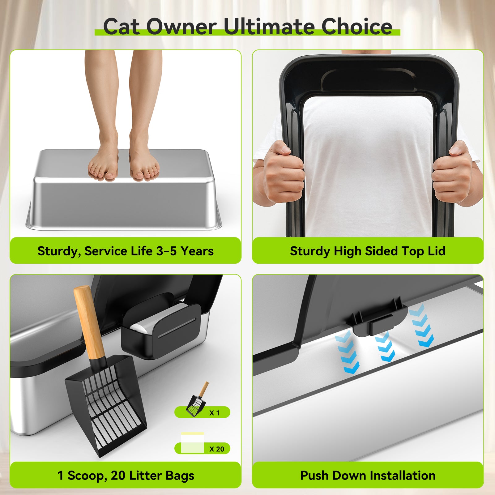 SCOOP-10 Stainless Steel Litter Box