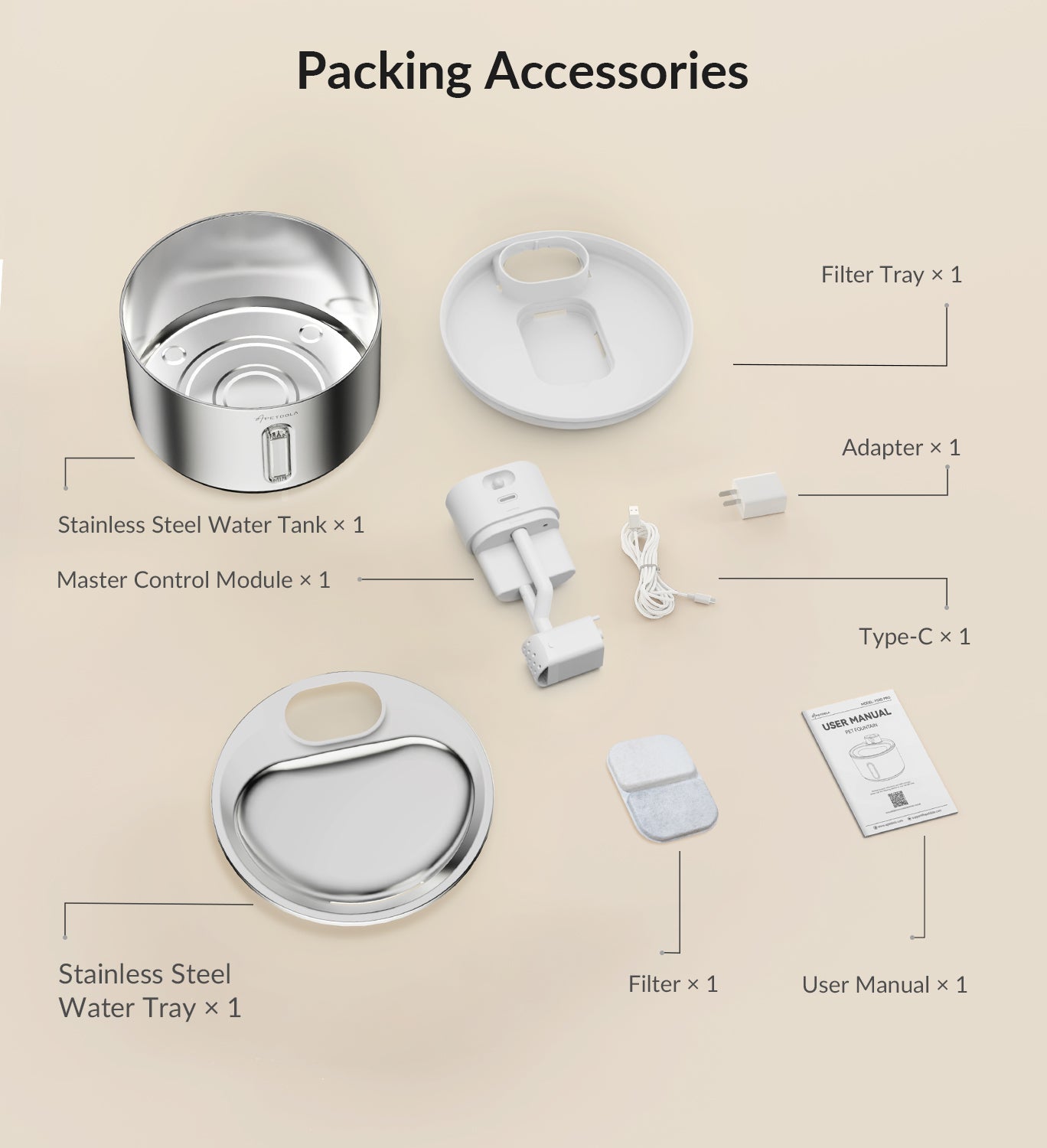 APETDOLA FS40PRO Cat Water Fountain Stainless Steel