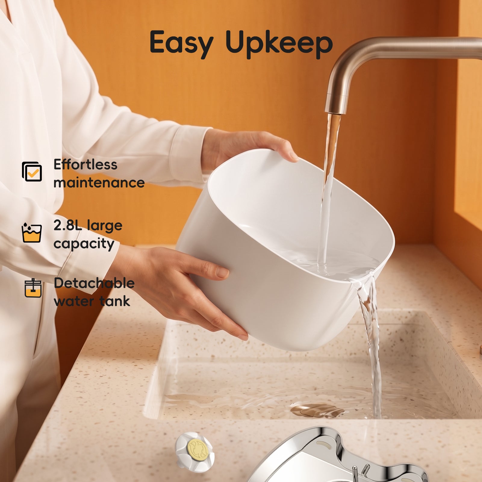 Apetdola Cat Water Fountain , FP12 PRO Wireless Pump Cat Fountain White