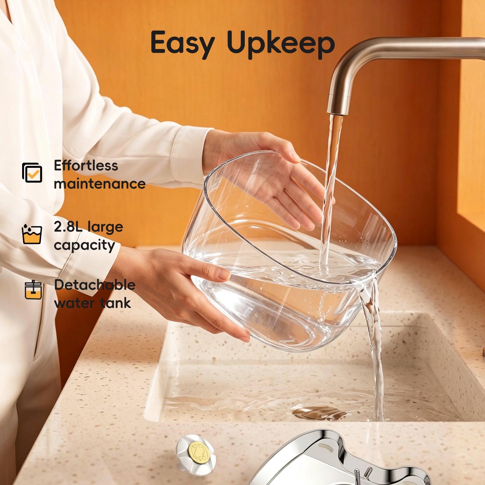 Apetdola Cat Water Fountain , FP12 PRO Wireless Pump Cat Fountain Clean