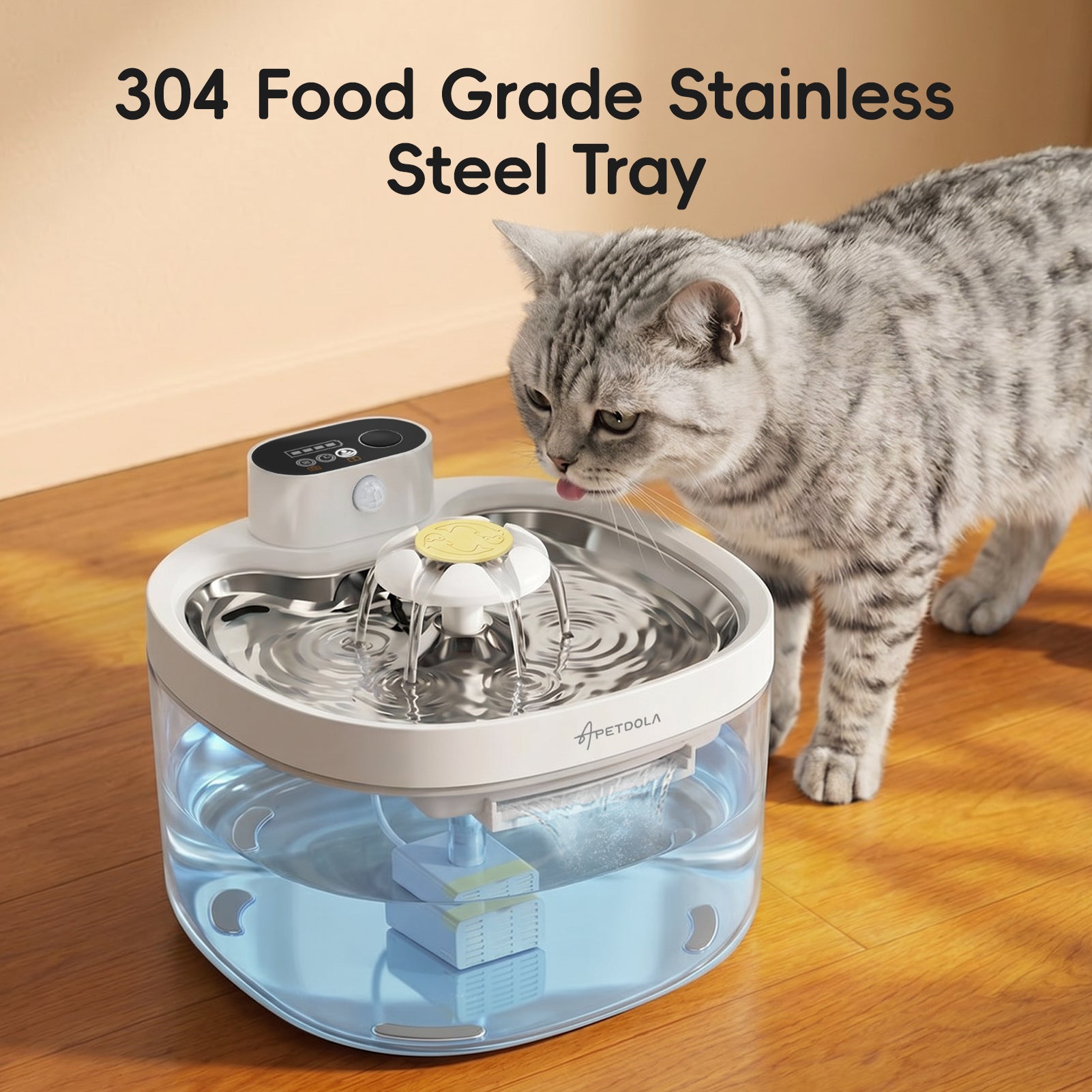 Apetdola Cat Water Fountain , FP12 PRO Wireless Pump Cat Fountain Clean