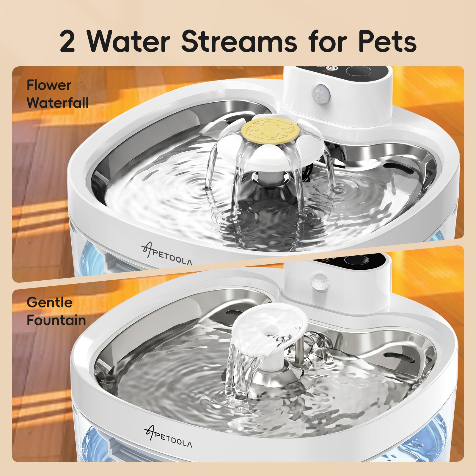 Apetdola Cat Water Fountain , FP12 PRO Wireless Pump Cat Fountain Clean